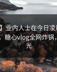 【爆料】业内人士在今日凌晨遭遇花絮 炸裂，糖心vlog全网炸锅，详情曝光
