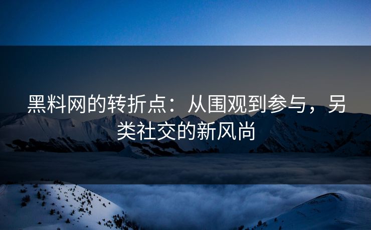 黑料网的转折点：从围观到参与，另类社交的新风尚